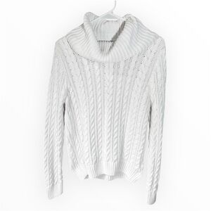 Cottagecore Cotton Cable Knit Sweater Size Large Mock Neck Pria Rory Gilmore